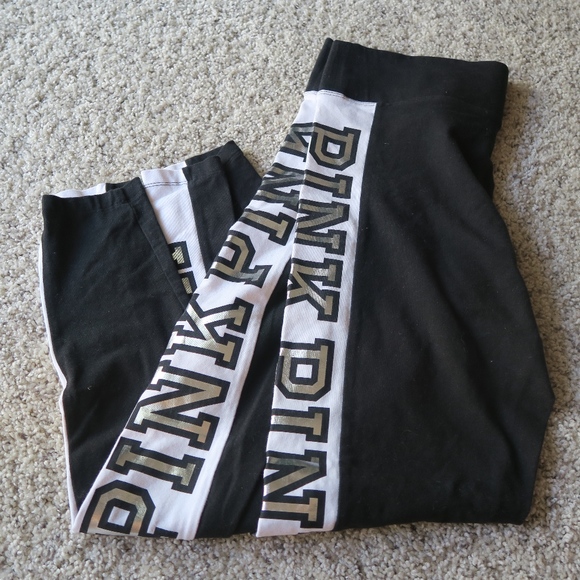 PINK Victoria's Secret Pants - Metallic VS Pink Cotton Leggings - Large